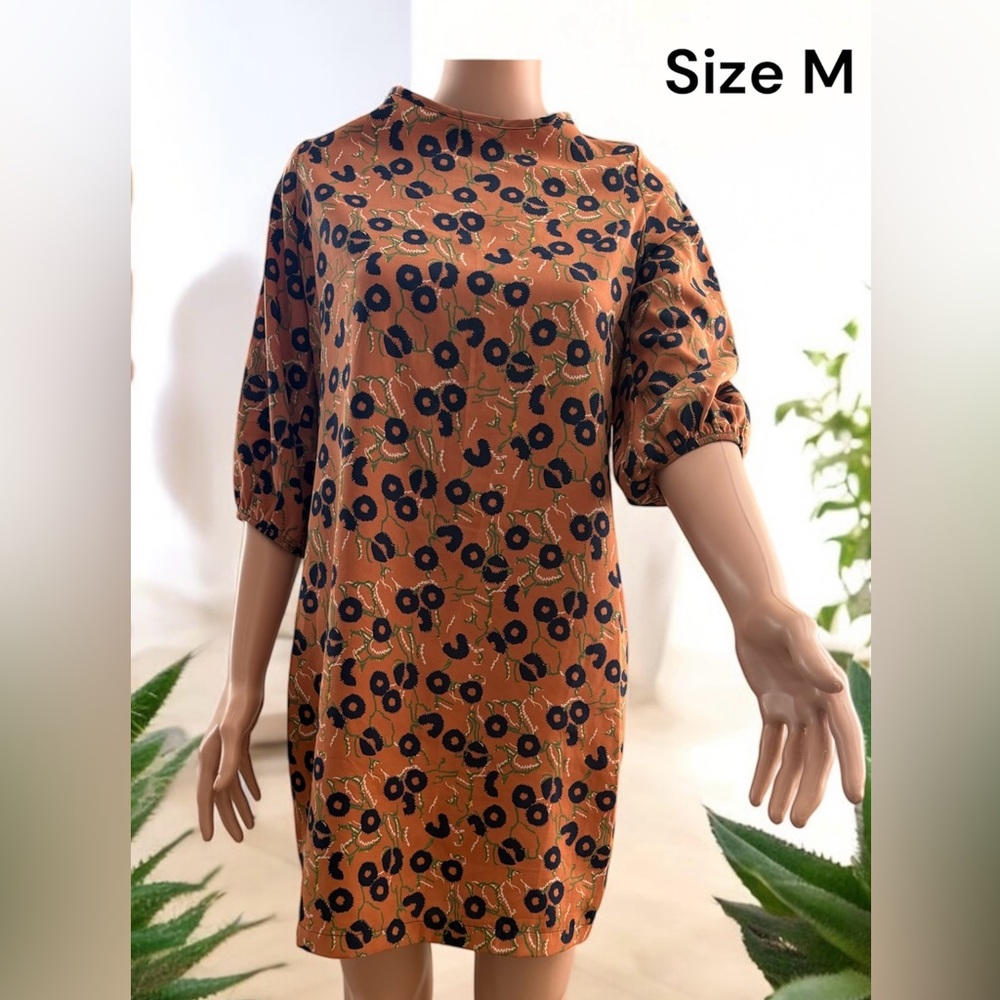 Floral Patterned Dress with Puff Sleeves